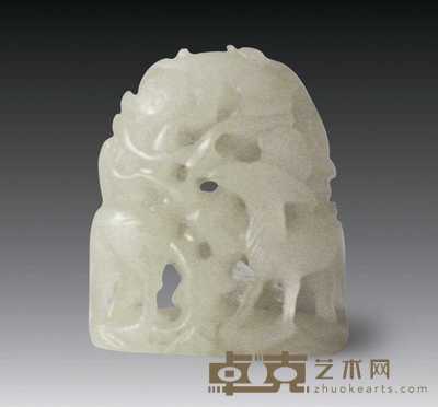 清 白玉秋山炉顶 长6cm